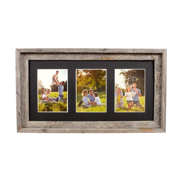 BarnwoodUSA Multi Opening Mat with 100% Up-cycled Reclaimed Wood Frame 3-4x6, Weathered Wood BarnwoodUSA Multi Opening Mat with 100% Up-cycled Reclaimed Wood Frame 3-4x6, Weathered Wood